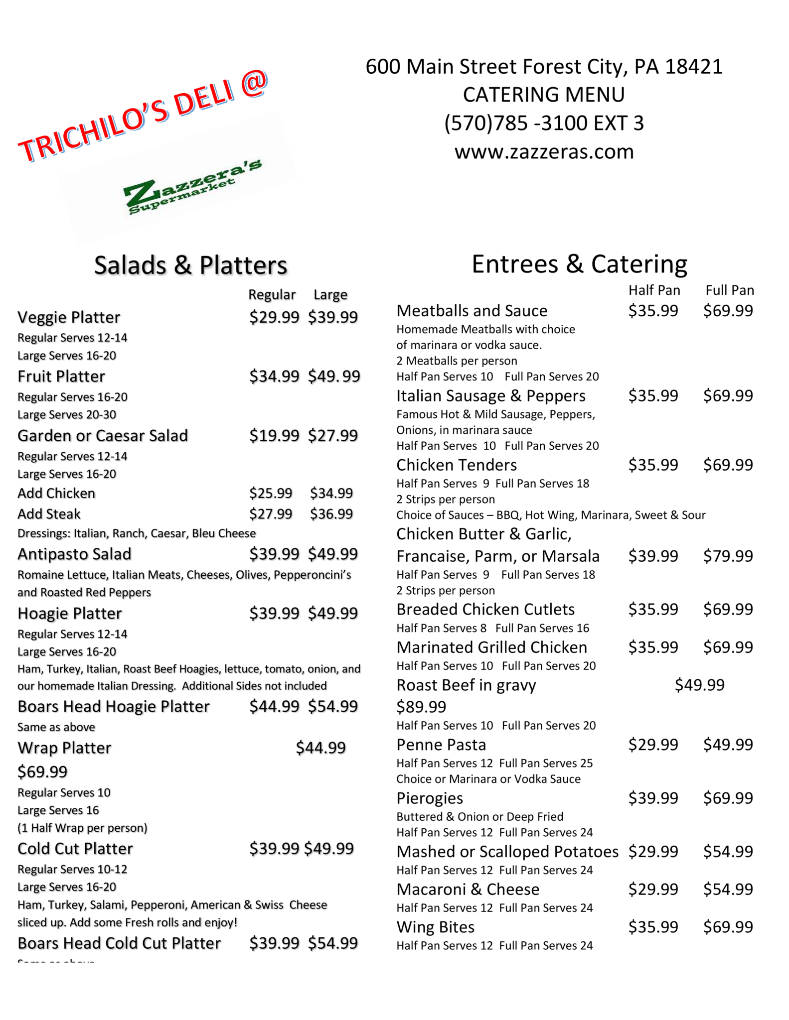 Catering Zazzera's Supermarket